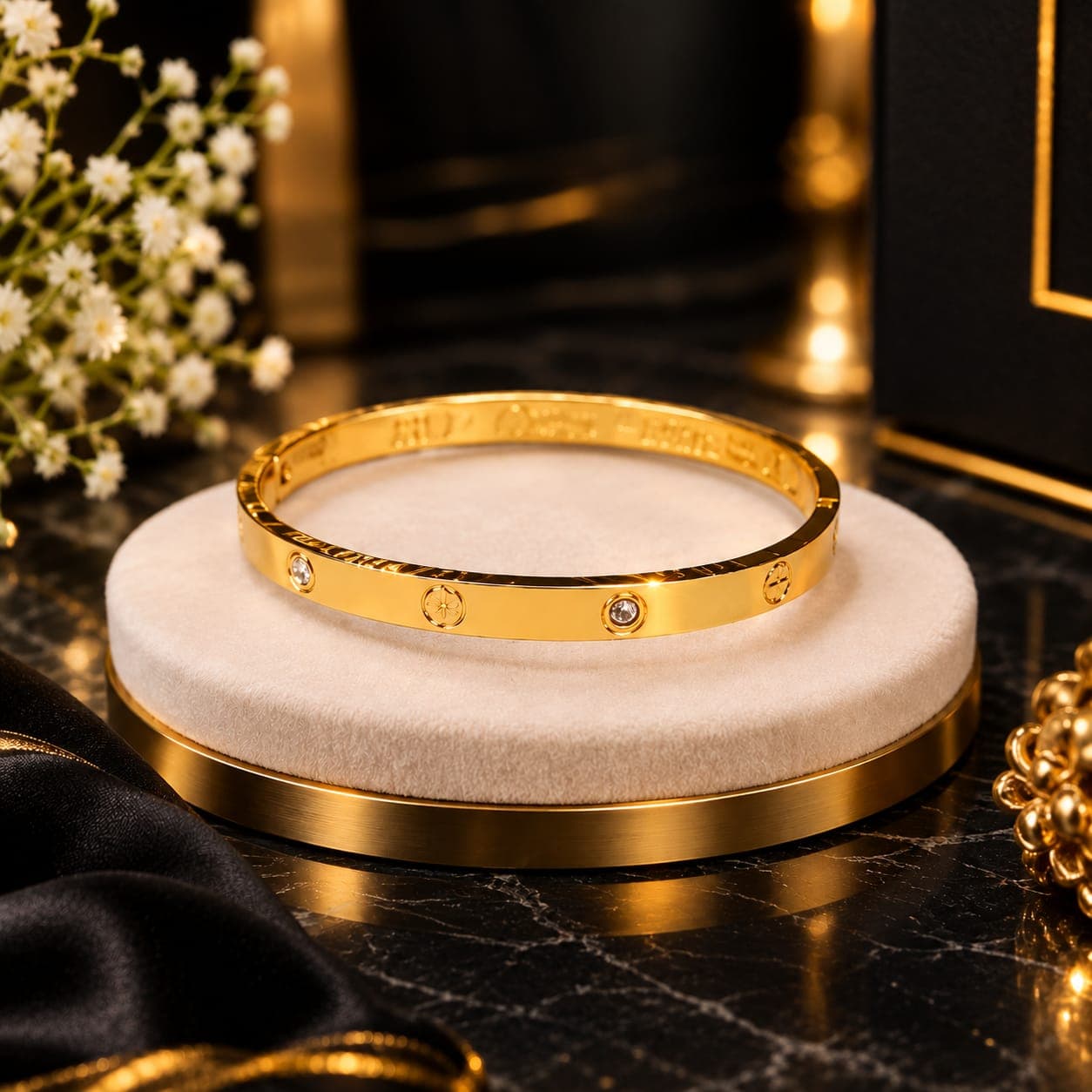 Cartier-Inspired 22K Gold Plated Bracelet 3